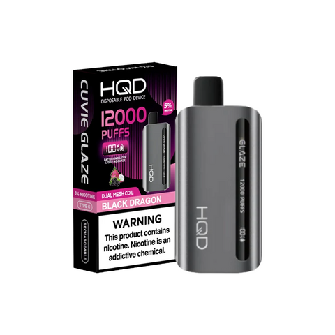 HQD GLAZE 12000 PUFFS DISPOSABLE BLACK DRAGON  🌬️💨